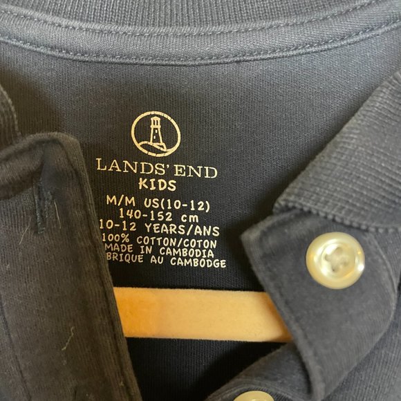 🔥 Lands' End Kids | Navy Blue Long-Sleeved Polo Shirt Medium (10-12) - Picture 5 of 5